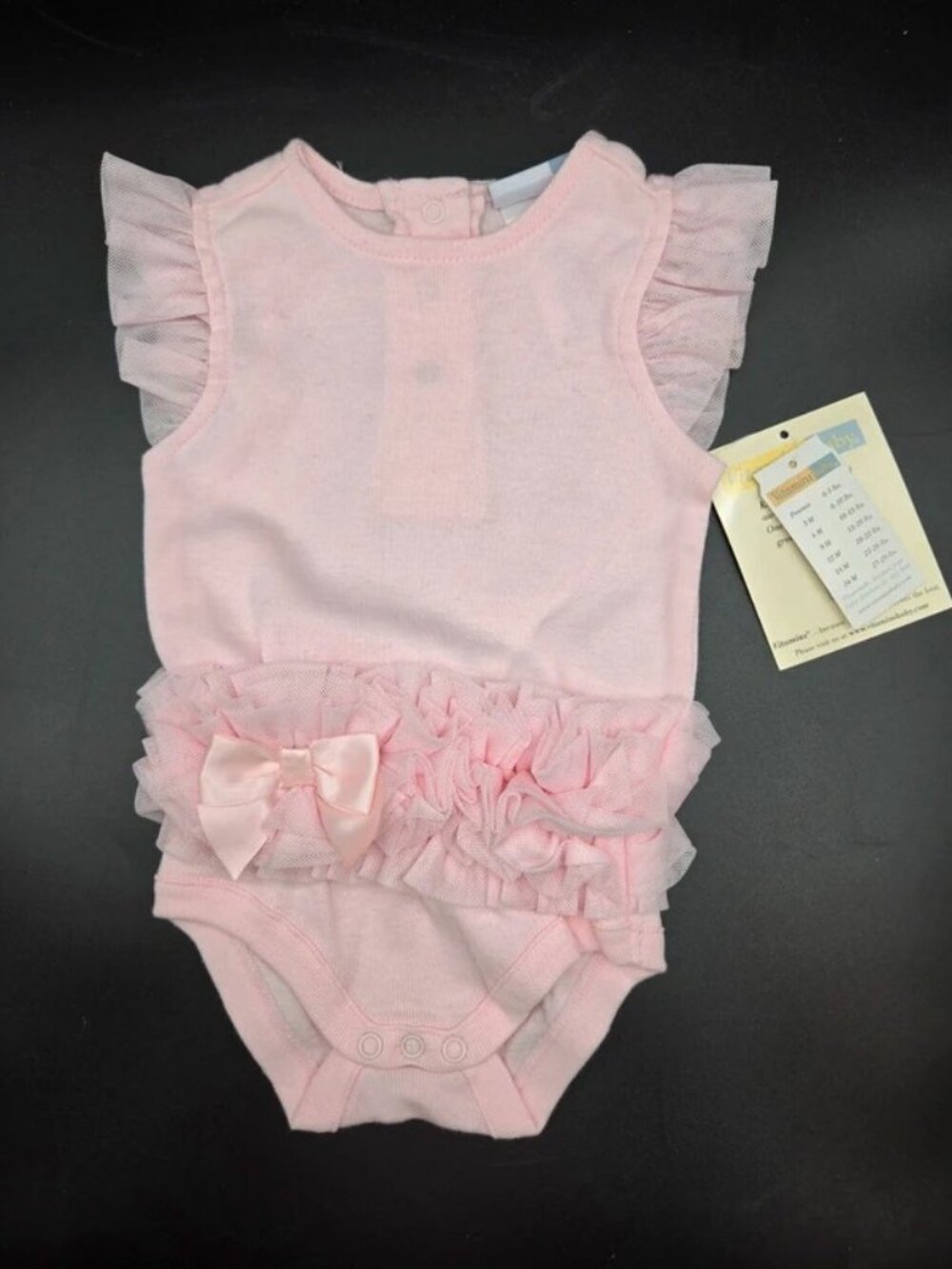 Vitamins Baby Pink Ruffle Onesie Size 6M NWT